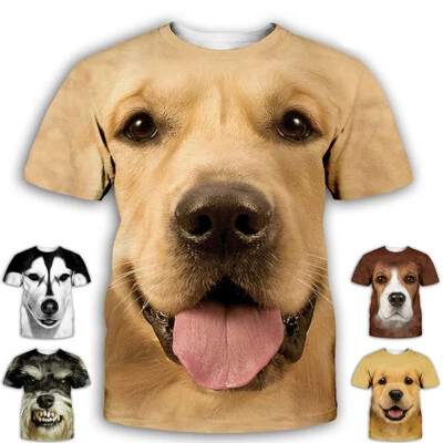 Casual Women Men T-Shirt 3D Print Short Sleeve Tee Tops Funny Pet Dog Animals - Image 1 of 4