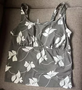 Camiseta Tankini Lands' End Cuello Cuadrado Taupe Oscuro/Cáscara de Huevo Floral 20W Natación Clorine - Imagen 1 de 17
