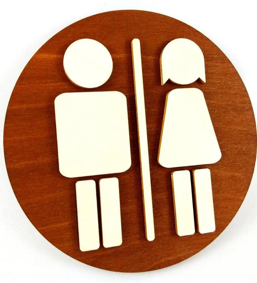 Round Toilet Door Sign, WC Sign, Restroom Door Sign, Round Toilet Door Sign, WC - Изображение 1 из 3