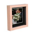 6" x 6" Light Wood 3D Box Photo Frame Black 4" x 4" Mount Craft Shadow Picture