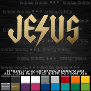 Jesus Text AC/DC bolt Christian Calvary Jesus God Prayers Religion sticker - Picture 1 of 11