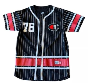 1994 Bleecker And Mercer Baseball Fan Challenge Mens XL Shirt Blue Striped NWOT - Picture 1 of 12