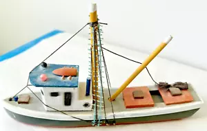 VG+ 1970s Vintage Wooden Model Boat Toy Shrimp Trawler Toy Nanco 9" - Picture 1 of 5
