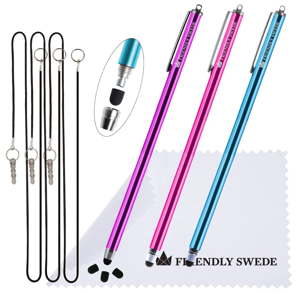 Set of 3 Extra Long Thin-Tip High Precision Capacitive Stylus Pens For Touch ... - Image 1 of 4