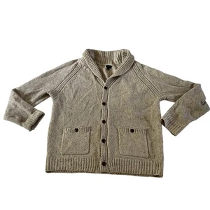 J Crew Cream Thick Knit Wool Cardigan Men's Size XL Preppy Fisherman - Picture 1 of 10