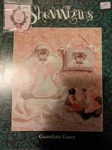 Vintage Just Nan Shenanigans Angel Bear With Bead Cross Stitch Pattern - Picture 1 of 3