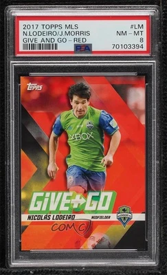 2017 Topps MLS Give & Go Red /10 Nicolas Lodeiro Jordan Morris #GG-LM PSA 8 - Image 1 of 2