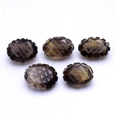5 piezas piedras preciosas sueltas de cuarzo ahumado natural 17 mm-19 mm ovaladas mogoles talladas a mano Foto 1 de 4