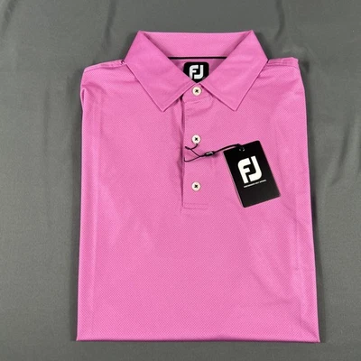 FootJoy Golf Shirt Polo Shirt Tonal Dot Print Large Pink Polyester NWT MSRP $88 - Image 1 of 4