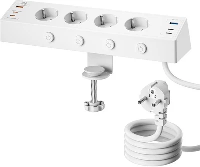 Kinglink Tischsteckdose mit USB C 20W Steckdosenleiste Schreibtisch mit 2M Kabel - Bild 1 von 4