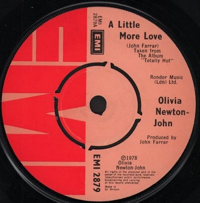 Olivia Newton John A Little More Love 7" vinyl UK Emi 1978 Four prong label - Image 1 of 2