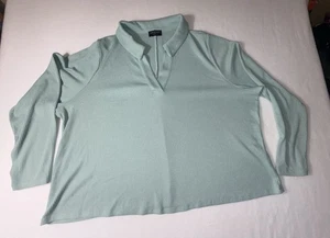 Lane Bryant Mint Green  Collard Blouse Long Sleeve  Size 26/28 - Picture 1 of 8