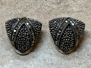 Judith Jack Sterling Silver & Marcasite Clip-On Earrings - Picture 1 of 7