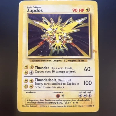 Zapdos | Base Set | Holo Rare | 16/102 | HP - Image 1 of 2