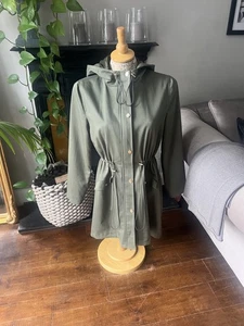 REISS OE Chloe Khaki Green Hooded Parka Coat jacket Uk 8 gold hardware was £235 - Picture 1 of 18