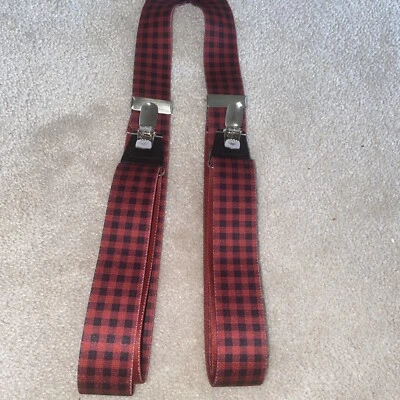 Подвески эластичные взрослые унисекс красный/черный клетку шашки-3 металлический зажим регулируемый - Изображение 1 из 4