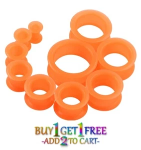 Pair 8g-1" SILICONE EYELET TUNNELS Double Flare Gauges Thin Flesh Ear Plugs 3014 - Picture 1 of 59