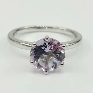 NEW 10K Round Purple Amethyst Gemstone White Gold Ring Size 7 Womens Ladys  - Picture 1 of 9
