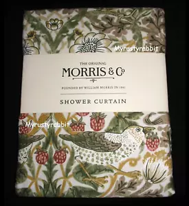 William Morris Strawberry Thief Fabric Shower Curtain 72" x 72" Poly Blend - New - Picture 1 of 10