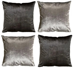 Large Velour Cushion or Cover Italy Plush Velvet Grey Silver New Sofa Decor - Picture 1 of 3