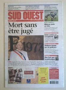 SUD OUEST (Ed. Périgueux) du 11/12/2006 : MORT DE PINOCHET / BD:Astérix restauré - Imagen 1 de 8