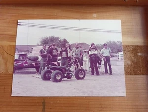 80s Vintage Harley Davidson Motorcycle Trike Racing Club Photo Gustine CA 918 - Picture 1 of 2
