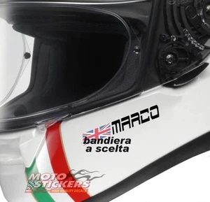 4 Nombres Adhesivos Para Casco + Bandera A Elegir - Visera Moto Auto - Imagen 1 de 1
