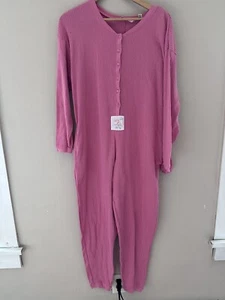 Victorias Secret Women One Piece Pajamas Union Suit Size M Pink Knit Thermal VTG - Picture 1 of 13