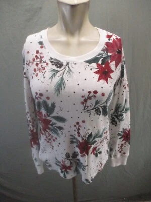 Top de pijama de algodón de manga larga floral blanco talla S de Gilligan & O'Malley para mujer 092 Foto 1 de 4