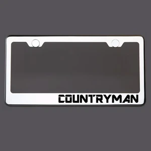 Polish Mirror License Plate Frame COUNTRYMAN Laser Etched Metal Screw Cap - Imagen 1 de 8