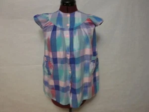 Garnet Hill Womens Plaid Short Sleeve Blouse with pockets size 6 - Picture 1 of 7