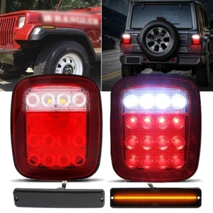 For Jeep Wrangler YJ 1987-1995 LED Fender Side Marker & Tail Brake Reverse Light - Foto 1 di 12