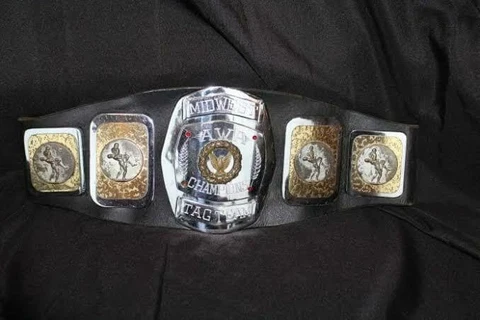 AWA MidWest Tag Team Championship Leather Belt Dual Layers Cover