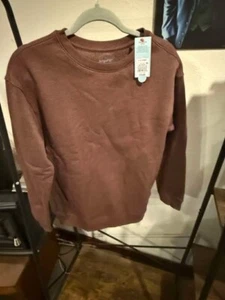 Boys Dark Brown Fleece Crewneck Sweatshirt L Husky - Picture 1 of 3