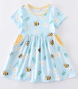 NEW Boutique Bees & Flowers Girls Sleeveless Dress - Picture 1 of 8