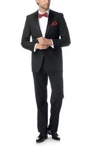 2 pezzi Class International Smoking taglia 50 nuovo nero abito uomo lana vergine L32 - Foto 1 di 2