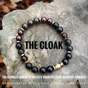 The CLOAK Protection Bracelet / High Quality Crystal Healing Bracelet / Shungite - Picture 1 of 11