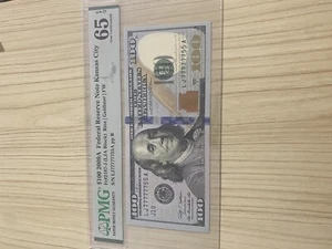 2009 $100 Fancy Serial 77777755 PMG 65🔥🔥 - Picture 1 of 2