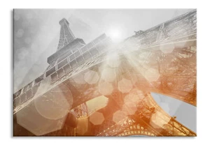 Der Eiffelturm im Sonnenschein Glasbild aus Echtglas, inkl. Wandhalterung - Bild 1 von 7