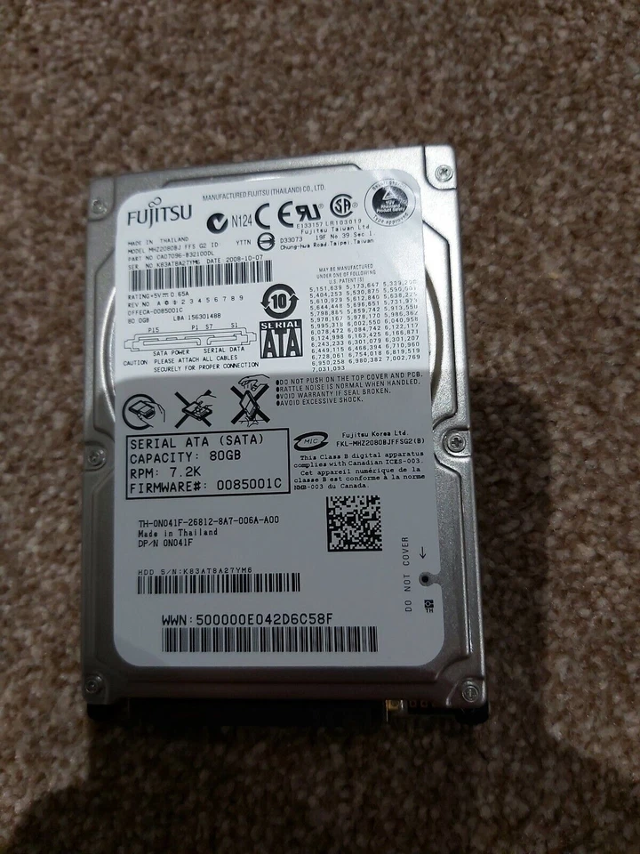 Fujitsu MHZ2080BJ 80GB 2.5" SATA hard drive  - Image 1 of 1