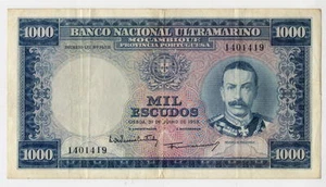 MOSAMBIK Portugal 1000 Escudos 31-6-1953 VF + P105a SELTENE BANKNOTE 🙂 - Bild 1 von 2