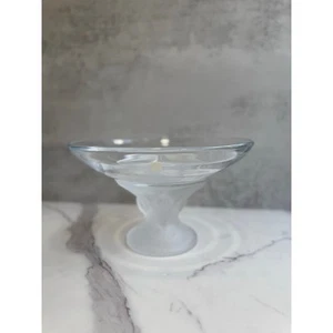 Sasaki Crystal Wings Centerpiece Bowl Frosted Dove Pedestal Frosted Art Glass - Picture 1 of 9