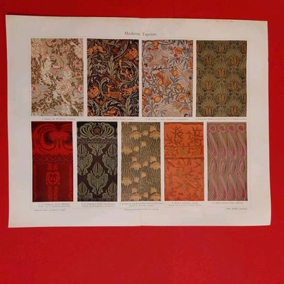 Orig.(1908) Lithographie Moderne Tapeten  - Bild 1 von 4