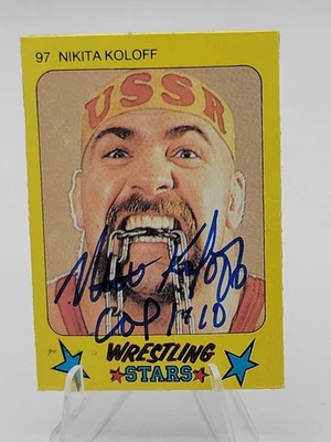 Pick1 NIKITA KOLOFF 1986 MONTY GUM FIRMADO EN TARJETA AUTÓGRAFO AUTO RC LUCHA LIBRE 97 Foto 1 de 4