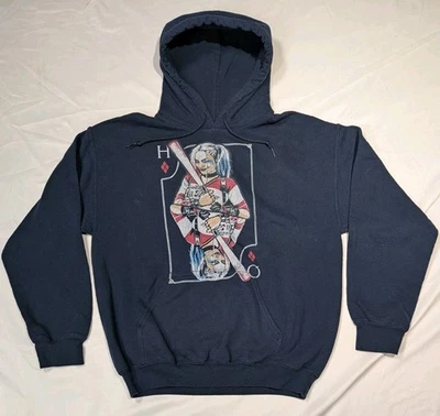 Arlequín Tarjeta Diamantes Juegos con disfraces Gráfico Personalizado Gildan Azul Sudadera con Capucha Talla Med Foto 1 de 4