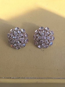 Estate Find Signed JUDY LEE Clipon Earrings  Citrine Color Rhinestones  - Picture 1 of 5