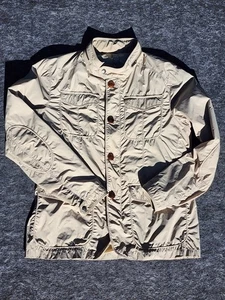 Massimo Dutti Military Jacket Mens L Beige Tan Full Zip Snap Hooded Windbreaker - Picture 1 of 20