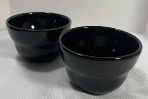 Black Bowls, Ceramic, Small Crate & barrel, Lot Of 2, Sake, Soup, Tea, Ramekin - Picture 1 of 8