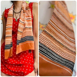 Vintage Long Silk Scarf by Baar Beards - Boho Art Wear Accessory 48.5" x 10.25" - Picture 1 of 2