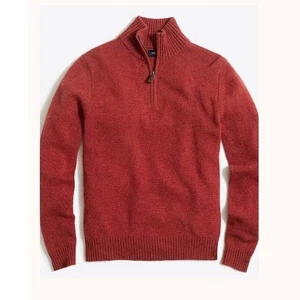 J Crew Factory Red Lambs Wool 1/2 Zip Long Sleeve Pullover Sweater Mens XL - Picture 1 of 9